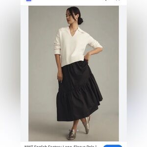 English factory white sweater Black Tiered Maxi Skirt dress large NWT - Women